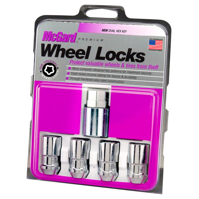 4-Pack Cone Seat Exposed Wheel Lock Nuts <br> 1/2-20 Thread, 3/4 & 13/16 Dual Hex x 1.66in L