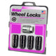 4-pack Cone Seat Exposed Style Wheel Locks <br> M14 x 2.0 Thread, 13/16in Hex x 2.25in L