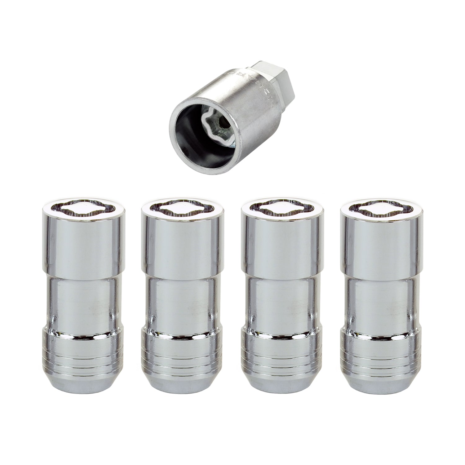 4-Pack Cone Seat Exposed Wheel Lock Nuts <br> M14 x 1.5 Thread, 21 & 22mm Dual Hex x 1.965in L