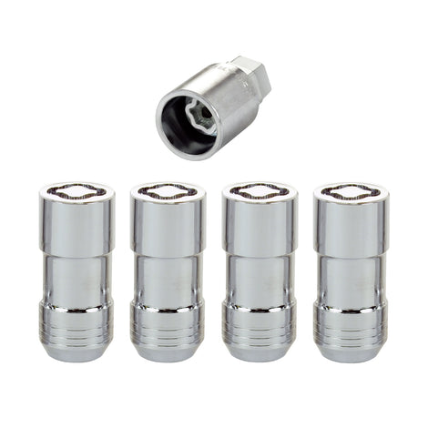 4-Pack Cone Seat Exposed Wheel Lock Nuts <br> M14 x 1.5 Thread, 21 & 22mm Dual Hex x 1.965in L