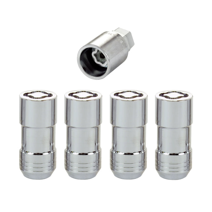 4-Pack Cone Seat Exposed Wheel Lock Nuts <br> M14 x 1.5 Thread, 21 & 22mm Dual Hex x 1.965in L