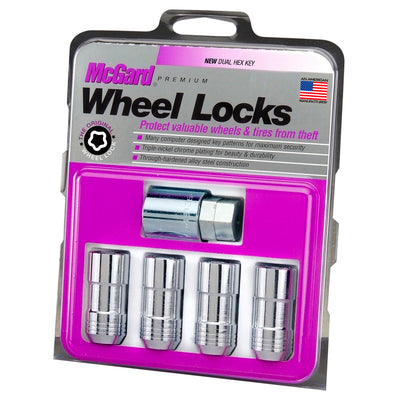 4-Pack Cone Seat Exposed Wheel Lock Nuts <br> M14 x 1.5 Thread, 21 & 22mm Dual Hex x 1.965in L