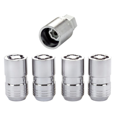 4-Pack Cone Seat Exposed Wheel Lock Nuts <br> M14 x 1.5 Thread, 21 & 22mm Dual Hex x 1.639in L