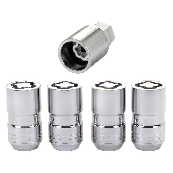 4-Pack Cone Seat Exposed Wheel Lock Nuts <br> M14 x 1.5 Thread, 21 & 22mm Dual Hex x 1.639in L