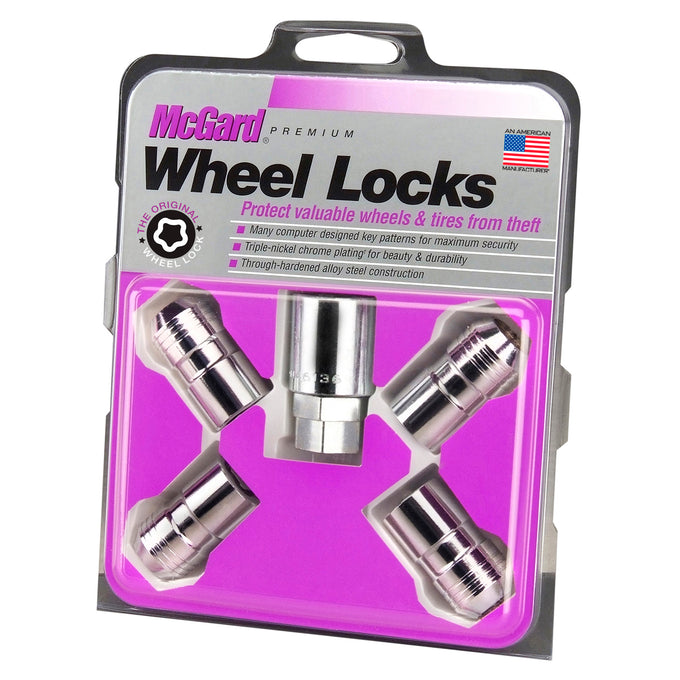4-Pack Cone Seat Exposed Wheel Lock Nuts <br> M14 x 1.5 Thread, 21 & 22mm Dual Hex x 1.639in L