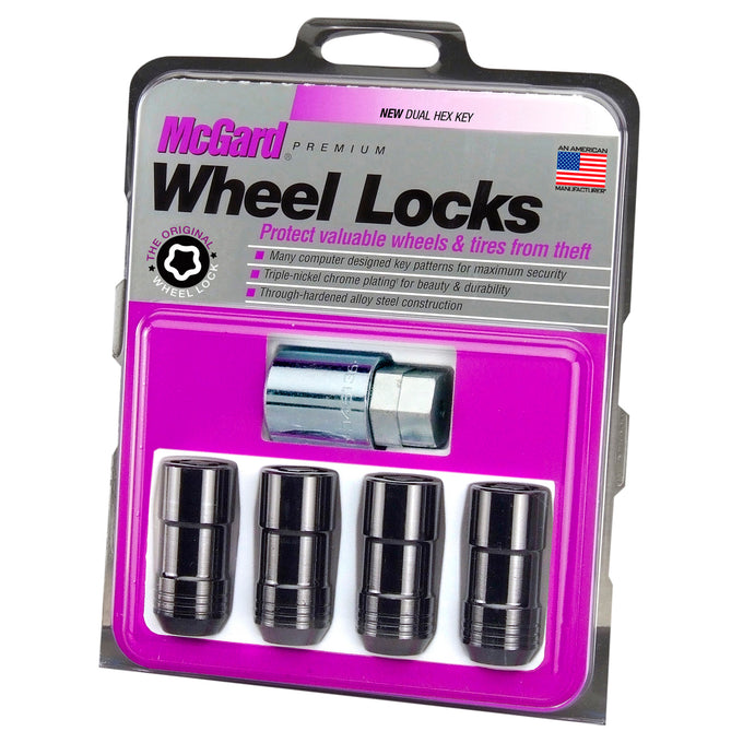 Cone Seat Exposed Style Wheel Locks <br> M14 x 1.5 Thread, 21 & 22mm Dual Hex x 1.965in L