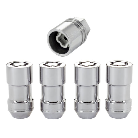 4-Pack Cone Seat Exposed Wheel Lock Nuts <br> 9/16-18 Thread, 7/8in Hex x 1.765in L