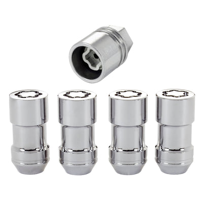 4-Pack Cone Seat Exposed Wheel Lock Nuts <br> 9/16-18 Thread, 7/8in Hex x 1.765in L