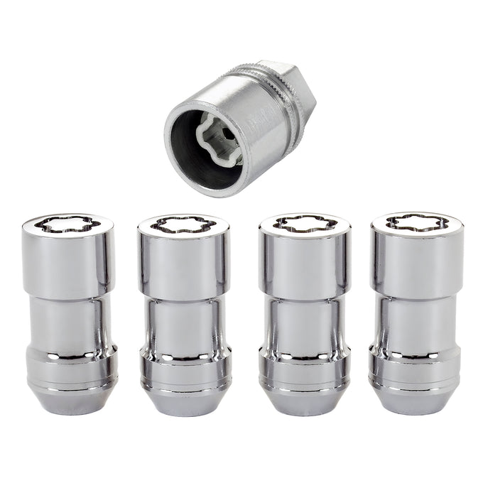 4-Pack Cone Seat Exposed Wheel Lock Nuts <br> 9/16-18 Thread, 7/8in Hex x 1.765in L