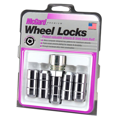 5-Pack Cone Seat Exposed Style Wheel Locks <br> M14 x 1.5 Thread, 22mm Hex x 1.965in L