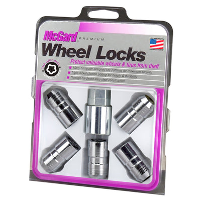 5-Pack Cone Seat Exposed Style Wheel Locks <br> M14 x 1.5 Thread, 21 & 22mm Dual Hex x 1.639in L