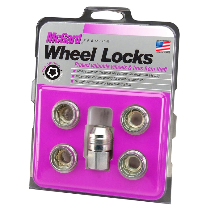 5-Pack Cone Seat Under Hub Cap Wheel Locks <br> M14 x 1.5 Thread, 22mm Hex x 0.893in L