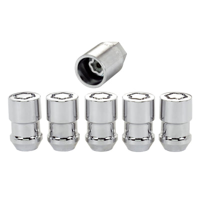 5-Pack Cone Seat Exposed Wheel Lock Nuts <br> 7/16-20 Thread, 3/4 & 13/16in Dual Hex x 1.46in L