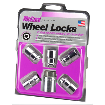 5-Pack Cone Seat Exposed Wheel Lock Nuts <br> M12 x 1.5 Thread, 19 & 21mm Dual Hex x 1.46in L