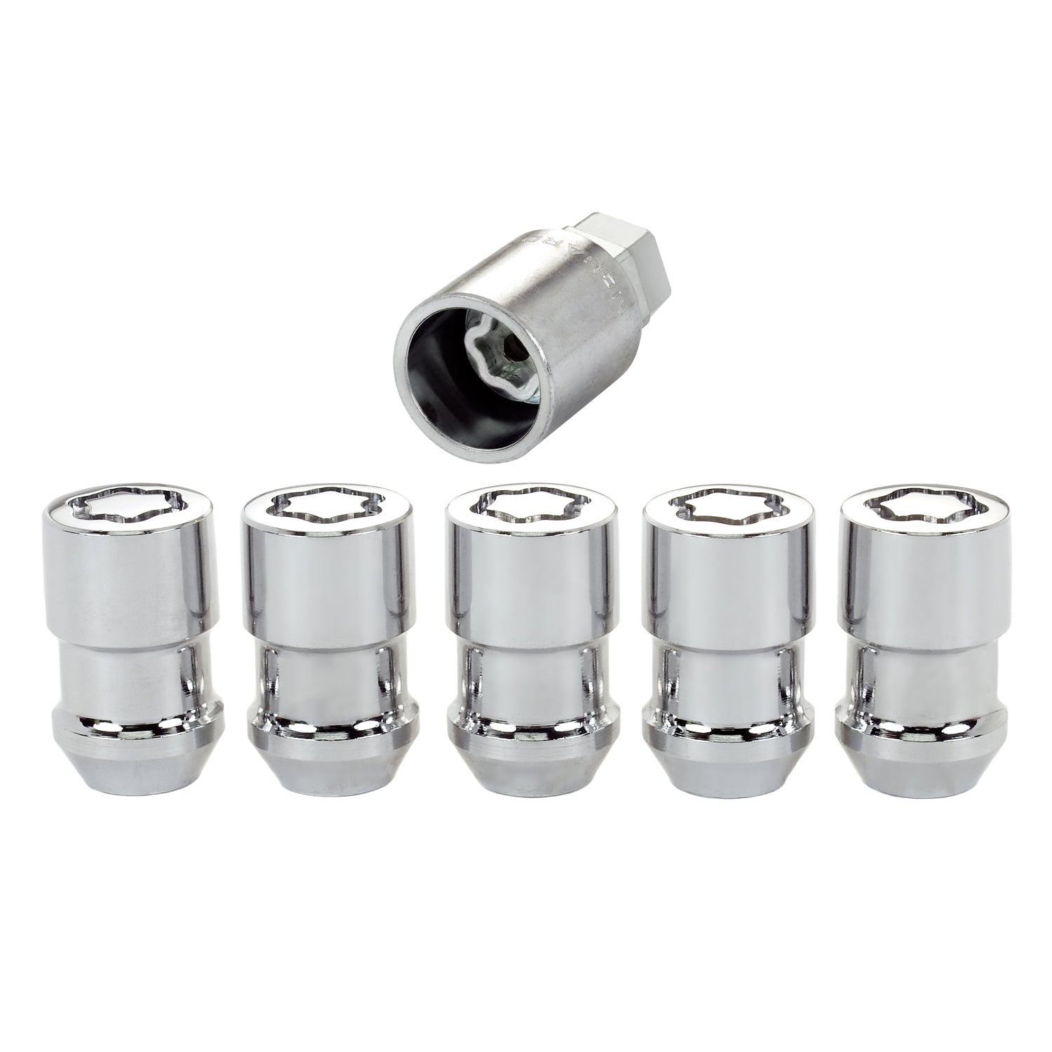 5-Pack Cone Seat Exposed Wheel Lock Nuts <br> 1/2-20 Thread, 3/4 & 13/16 Dual Hex x 1.46in L