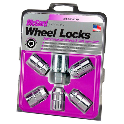 5-Pack Cone Seat Exposed Wheel Lock Nuts <br> 1/2-20 Thread, 3/4 & 13/16 Dual Hex x 1.46in L