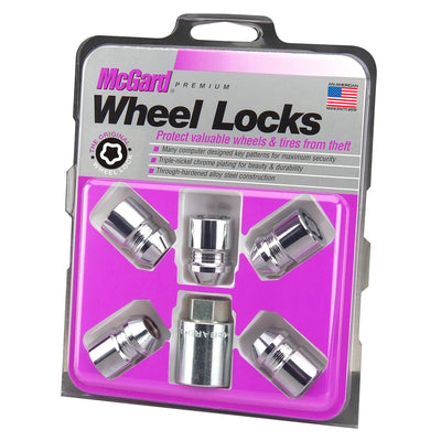 5-Pack Cone Seat Exposed Wheel Lock Nuts <br> M12 x 1.5 Thread, 19 & 21mm Dual Hex x 1.28in L