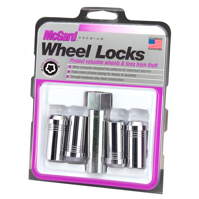 4-pack Tuner Style Cone Seat Wheel Locks <br> M14 x 1.5 Thread, 1in Hex x 1.935in L