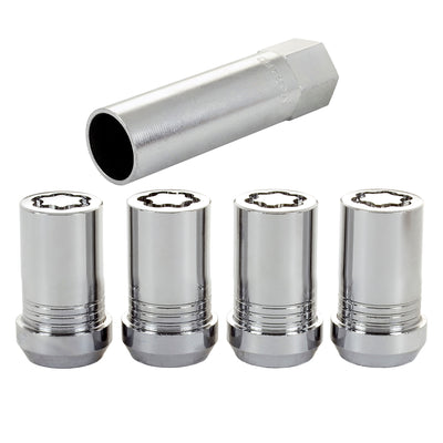 4-pack Tuner Style Cone Seat Wheel Locks <br> M14 x 1.5 Thread, 22mm Hex x 1.648in L