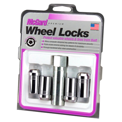 4-pack Tuner Style Cone Seat Wheel Locks <br> M14 x 1.5 Thread, 22mm Hex x 1.648in L