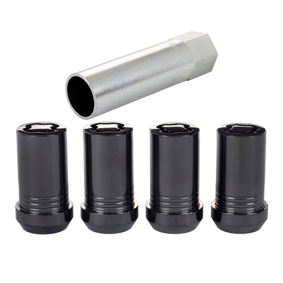 4-pack Tuner Style Cone Seat Wheel Locks <br> M14 x 1.5 Thread, 22mm Hex x 1.648in L
