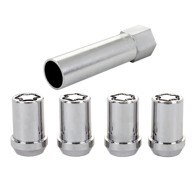 Tuner Style Cone Seat Wheel Locks <br> M12 x 1.5 Thread, 13/16in Hex x 1.24in L