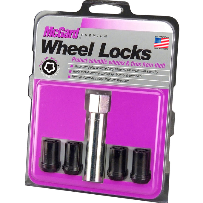 4-pack Tuner Style Cone Seat Wheel Locks <br> M12 x 1.25 Thread, 13/16in Hex x 1.24in L