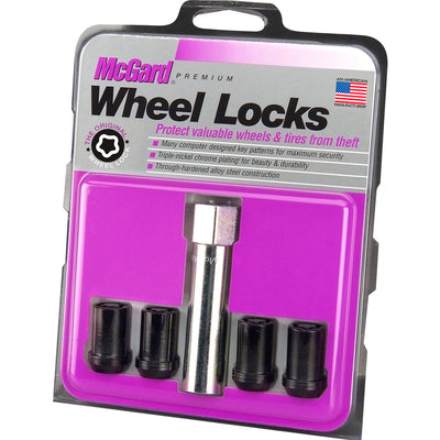 4-pack Tuner Style Cone Seat Wheel Locks <br> M12 x 1.5 Thread, 13/16in Hex x 1.24in L