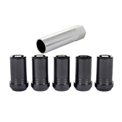 5-pack Tuner Style Cone Seat Wheel Locks <br> M14 x 1.5 Thread, 22mm Hex x 1.648in L