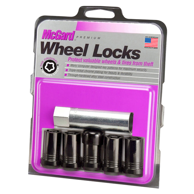 5-pack Tuner Style Cone Seat Wheel Locks <br> M14 x 1.5 Thread, 22mm Hex x 1.648in L