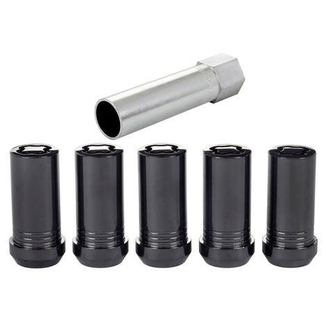 5-pack Tuner Style Cone Seat Wheel Locks <br> 1/2-20 Thread, 13/16in Hex x 1.60in L