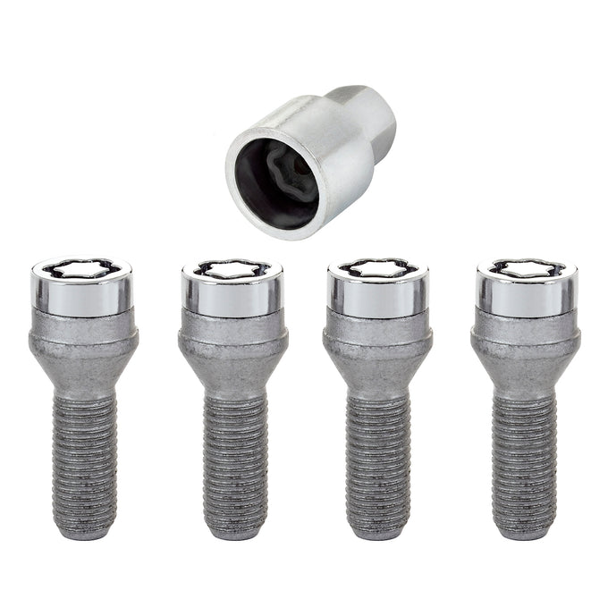 4-Pack Cone Seat Wheel Lock Bolts <br> M14 x 1.5, 19mm Hex, 31.0mm Shank Length