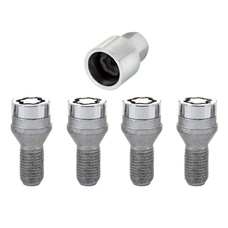 4-Pack Cone Seat Wheel Lock Bolts <br> M12 x 1.5, 21MM Hex, 18.2mm Shank Length