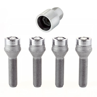 4-Pack Cone Seat Wheel Lock Bolts <br> M12 x 1.5, 21MM Hex, 36.3mm Shank Length
