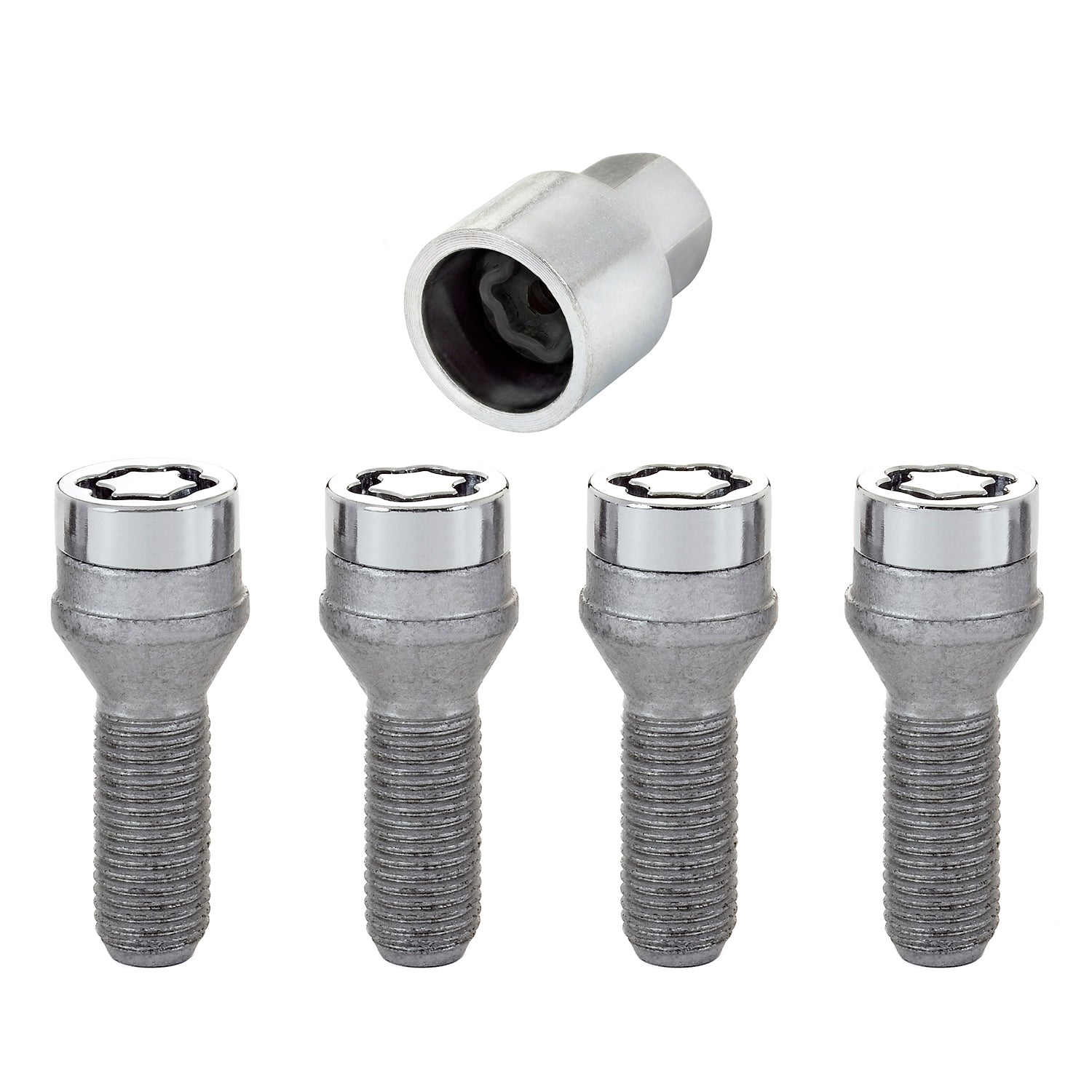 4-Pack Cone Seat Wheel Lock Bolts <br> M12 x 1.25, 19mm Hex, 29.1mm Shank Length