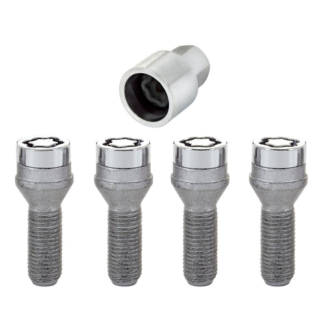 4-Pack Cone Seat Wheel Lock Bolts <br> M14 x 1.5, 17mm Hex, 29.0mm Shank Length