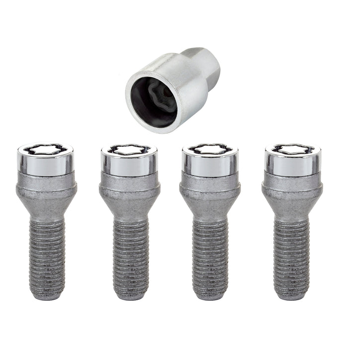 4-Pack Cone Seat Wheel Lock Bolts <br> M14 x 1.5, 17mm Hex, 29.0mm Shank Length