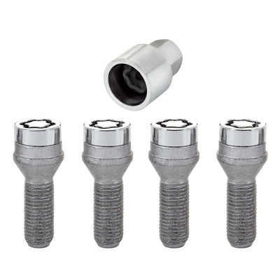 4-Pack Cone Seat Wheel Lock Bolts <br> M12 x 1.75, 19mm Hex, 28.9mm Shank Length