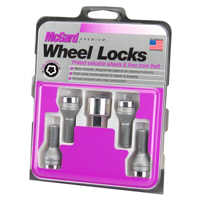 4-Pack Cone Seat Wheel Lock Bolts <br> M12 x 1.75, 19mm Hex, 28.9mm Shank Length