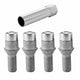 4-pack Tuner Style Cone Seat Wheel Lock Bolts <br> M12 x 1.5, 17mm Hex, 22.4mm Shank Length