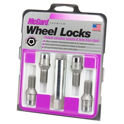 4-pack Tuner Style Cone Seat Wheel Lock Bolts <br> M14 x 1.5, 17mm Hex, 24.0mm Shank Length