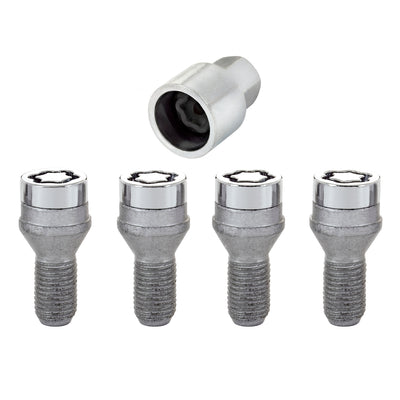 4-Pack Cone Seat Wheel Lock Bolts <br> M12 x 1.5, 17mm Hex, 22.2mm Shank Length