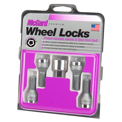 4-Pack Cone Seat Wheel Lock Bolts <br> M14 x 1.5, 17mm Hex, 27.5mm Shank Length