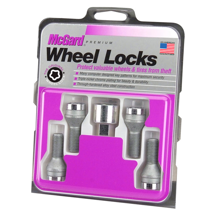4-Pack Cone Seat Wheel Lock Bolts <br> M14 x 1.25, 17mm Hex, 27.3mm Shank Length