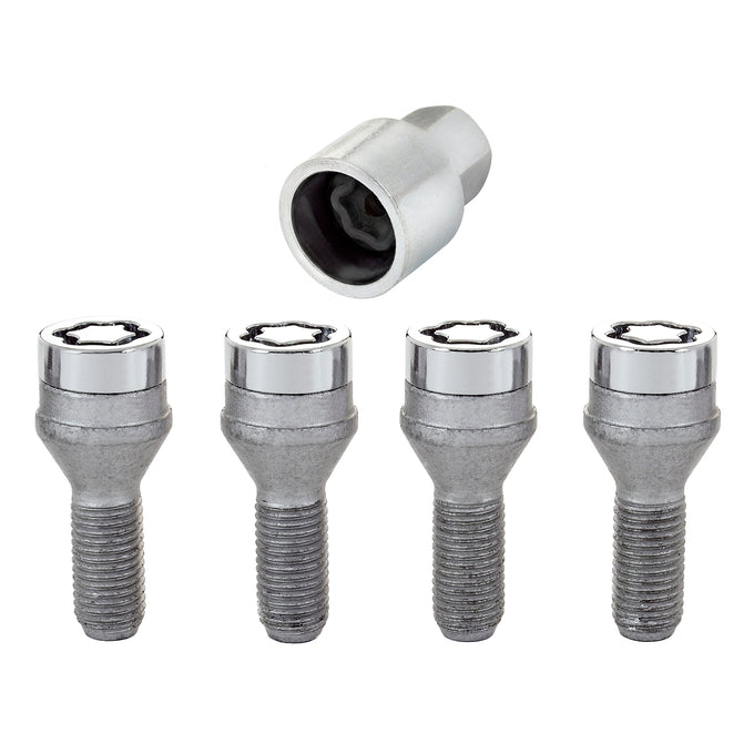 4-Pack Cone Seat Wheel Lock Bolts <br> M12 x 1.25, 19mm Hex, 25.6mm Shank Length