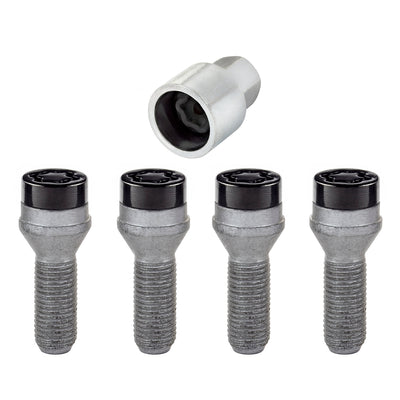 4-pack Cone Seat Style Wheel Lock Bolts <br> M14 x 1.5, 17mm Hex, 31.0mm Shank Length