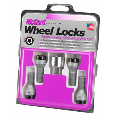 4-pack Cone Seat Style Wheel Lock Bolts <br> M12 x 1.25, 17mm Hex, 22.0mm Shank Length
