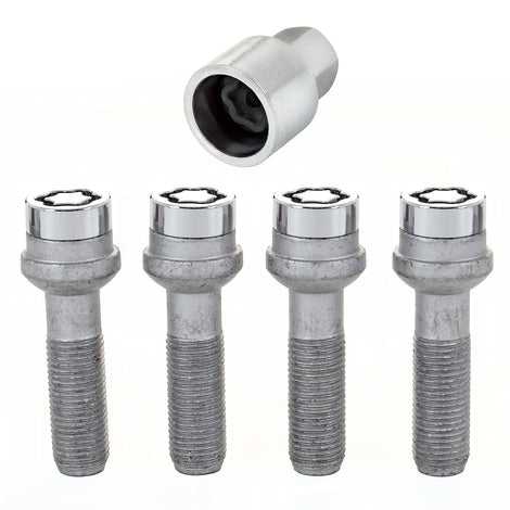 4-Pack Radius Seat Wheel Lock Bolts <br> M14 x 1.5, 17mm Hex, 45.0mm Shank Length