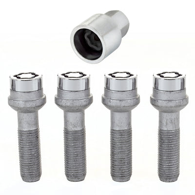 4-Pack Radius Seat Wheel Lock Bolts <br> M14 x 1.5, 17mm Hex, 45.0mm Shank Length