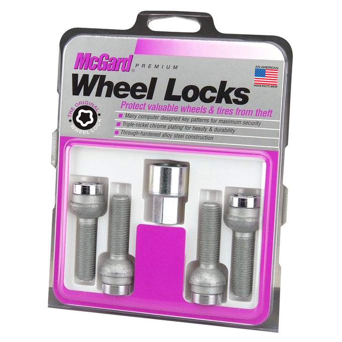4-Pack Radius Seat Wheel Lock Bolts <br> M14 x 1.5, 17mm Hex, 26.7mm Shank Length